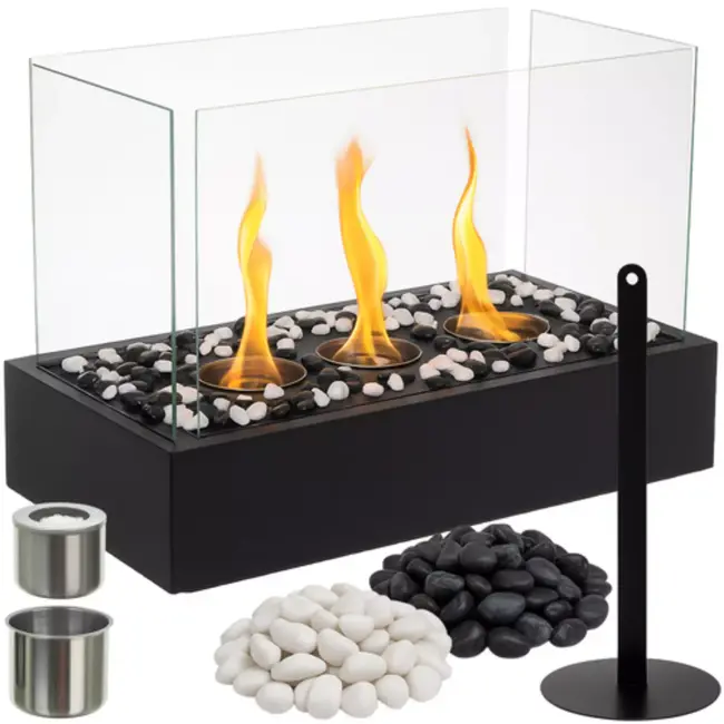 Kaminer bio-ethanol haard 45x29 cm – modern en sfeervol – compact met 3 branders