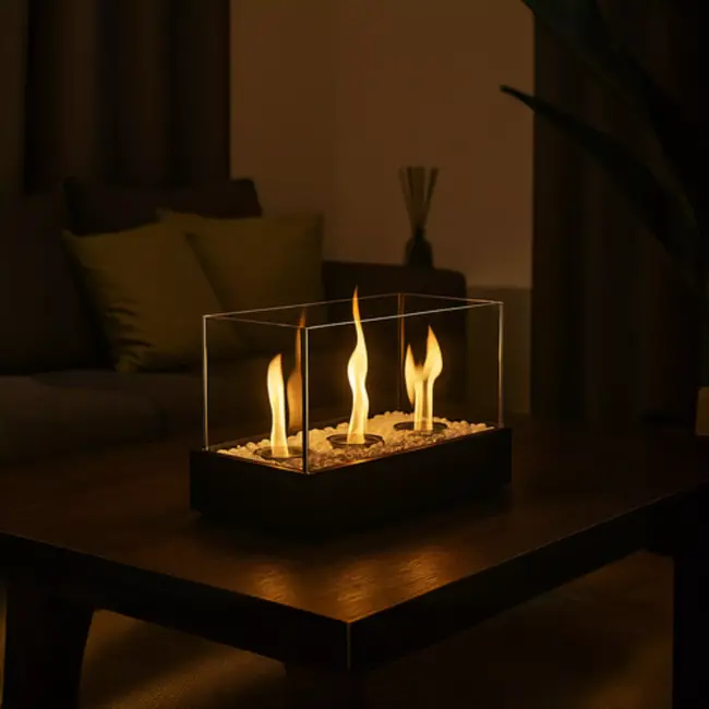 Kaminer bio-ethanol haard 45x29 cm – modern en sfeervol – compact met 3 branders