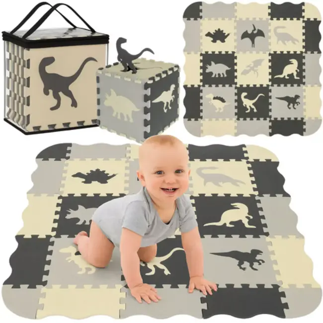 Kruzzel foam puzzelmat 35 stuks – dinosaurus speelmat – baby kruipmat 3,25 m²