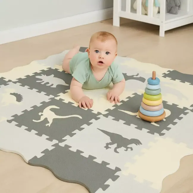 Kruzzel foam puzzelmat 35 stuks – dinosaurus speelmat – baby kruipmat 3,25 m²