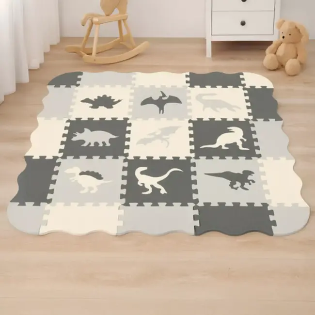 Kruzzel foam puzzelmat 35 stuks – dinosaurus speelmat – baby kruipmat 3,25 m²