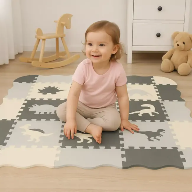 Kruzzel foam puzzelmat 35 stuks – dinosaurus speelmat – baby kruipmat 3,25 m²
