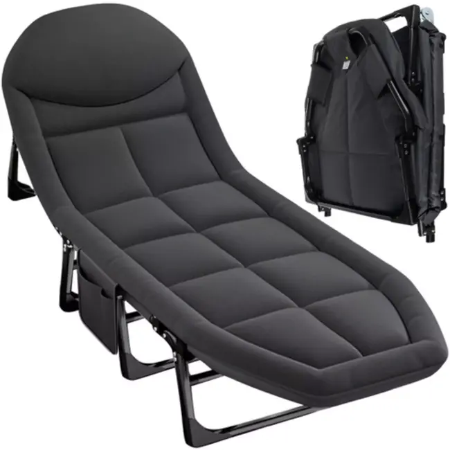 Trizand campingbed opklapbaar – comfortabel met matras – verstelbaar en met zijvak