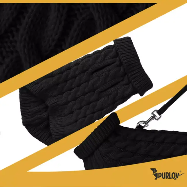 Purlov hondentrui zwart maat L – gebreide warme kleding