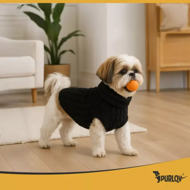 Purlov hondentrui zwart maat L – gebreide warme kleding