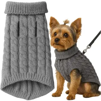 Purlov hondentrui grijs maat M – warme gebreide kleding