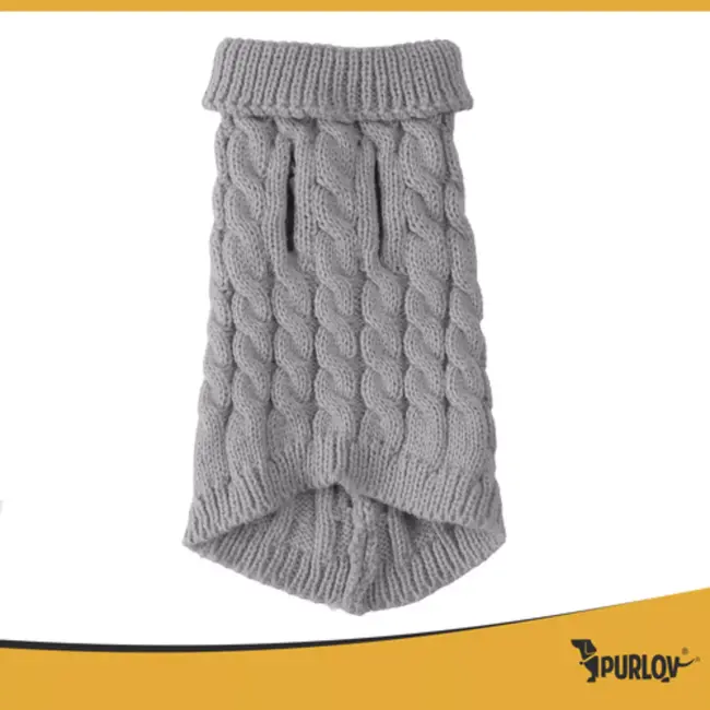 Purlov hondentrui grijs maat M – warme gebreide kleding