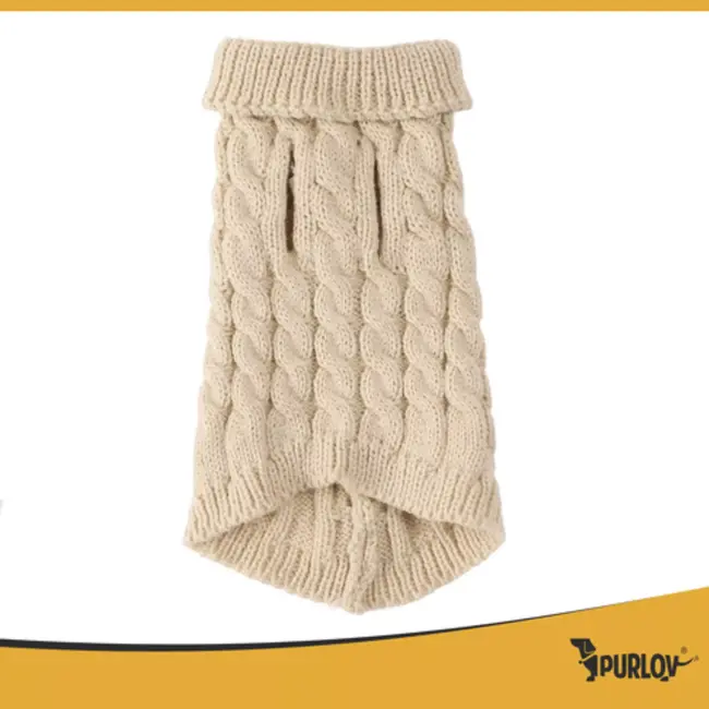 Purlov gebreide hondentrui beige S voor kleine honden