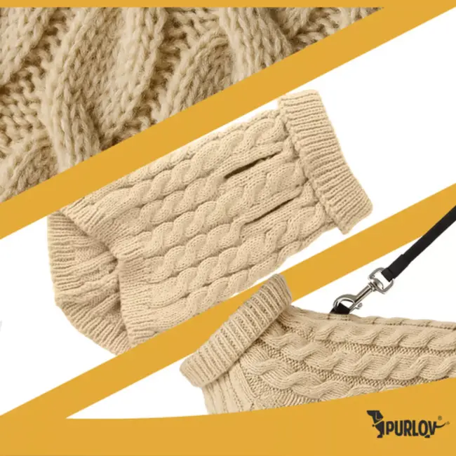 Purlov gebreide hondentrui beige S voor kleine honden