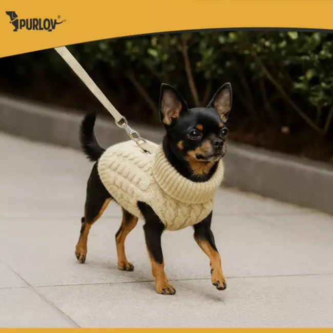 Purlov gebreide hondentrui beige S voor kleine honden