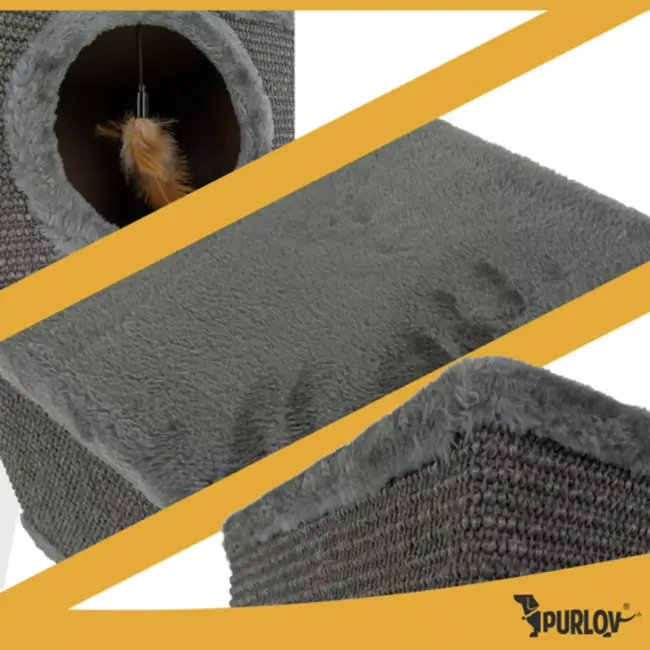 Purlov kattenmand met poten – sisal krabpaal & huis – 38×32×32 cm
