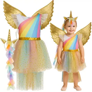 Kruzzel Unicorn eenhoornkostuum 110‑116 cm – jurk, vleugels & haarband