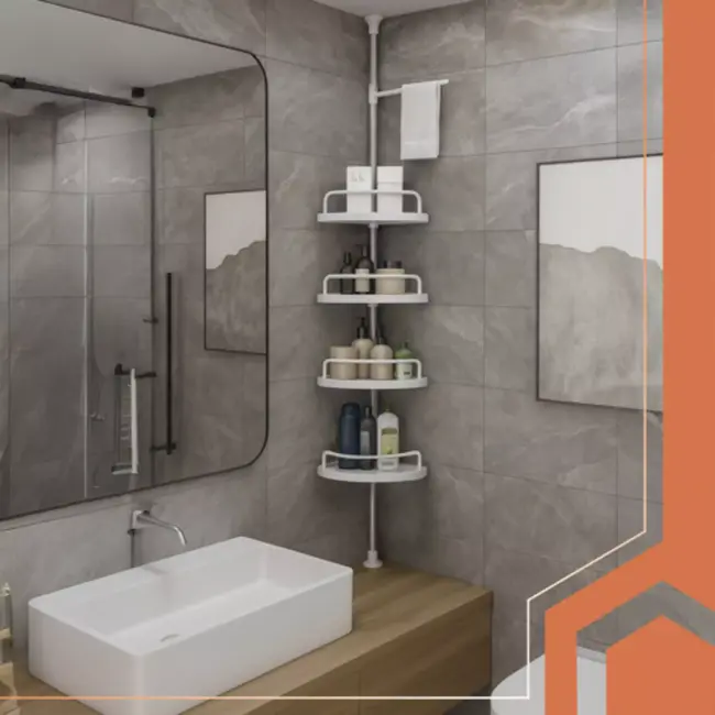 Ruhhy verstelbaar hoekdoucherek 230‑300 cm – 4 planken – eenvoudig te monteren