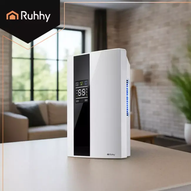 Ruhhy 2‑in‑1 ontvochtiger & luchtreiniger – 650 ml/dag met afstandsbediening – stil & krachtig