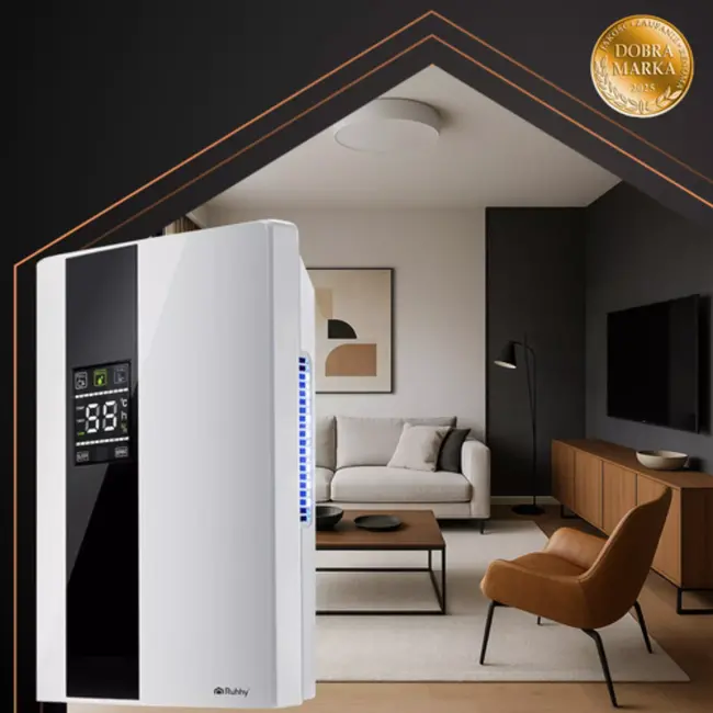 Ruhhy 2‑in‑1 ontvochtiger & luchtreiniger – 650 ml/dag met afstandsbediening – stil & krachtig