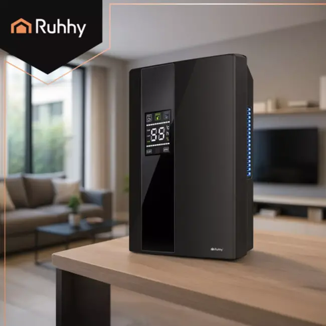 Ruhhy luchtontvochtiger 2‑in‑1 met UV TiO₂ en hygrostaat 650 ml/dag – stil & krachtig