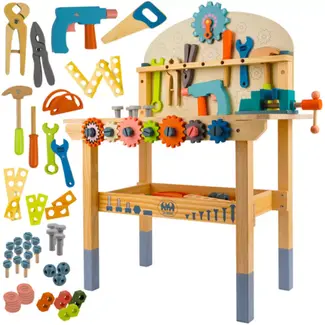 Kruzzel speelgoedwerkbank voor kinderen – 3‑in‑1 met gereedschap