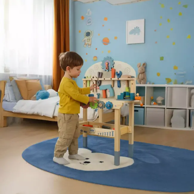 Kruzzel speelgoedwerkbank voor kinderen – 3‑in‑1 met gereedschap