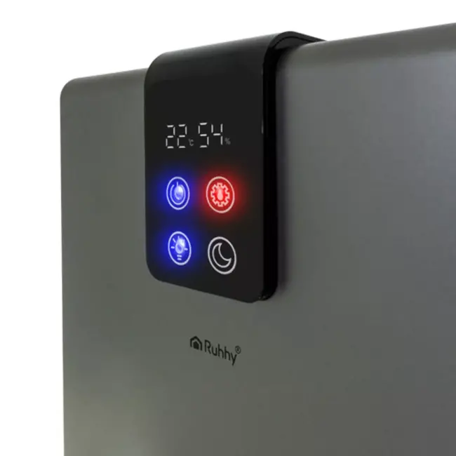 Ruhhy luchtontvochtiger zilver 1000 ml/dag met LED‑sfeerverlichting, 2,2 L tank met afstandsbediening