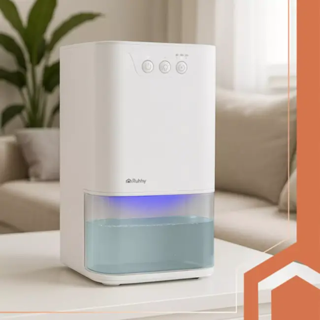 Ruhhy luchtontvochtiger wit – 380 ml/dag, 1,4 L tank met timer en LED‑licht