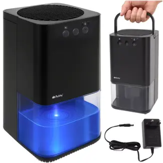 Ruhhy luchtontvochtiger zwart – 1,4 L tank met LED‑licht, 380 ml/dag met timer