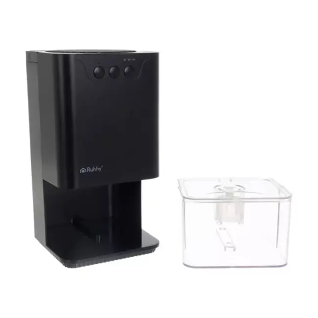 Ruhhy luchtontvochtiger zwart – 1,4 L tank met LED‑licht, 380 ml/dag met timer