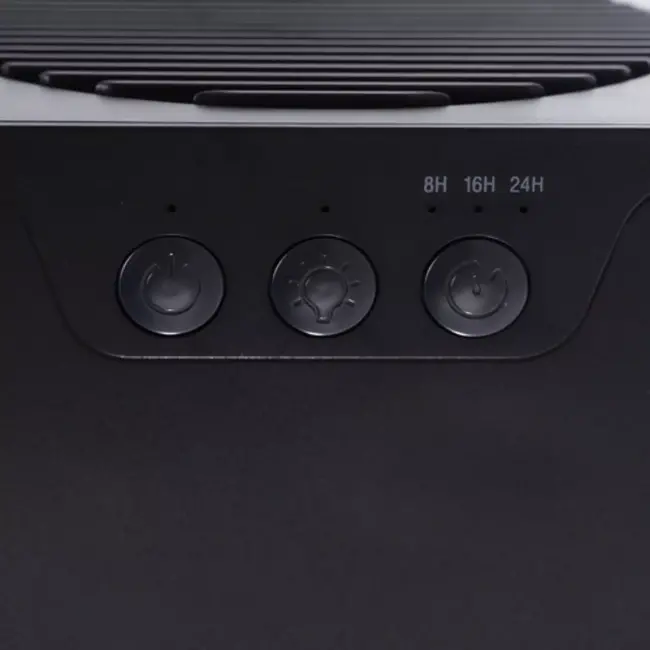 Ruhhy luchtontvochtiger zwart – 1,4 L tank met LED‑licht, 380 ml/dag met timer