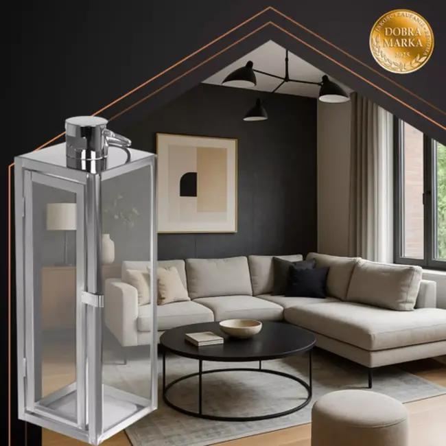 Ruhhy zilveren lantaarns set 38‑49‑63 cm – modern design, set van 3 – staal & glas zilver