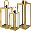 Ruhhy goudkleurige lantaarns set 38‑49‑63 cm – elegant design, set van 3 – staal & glas