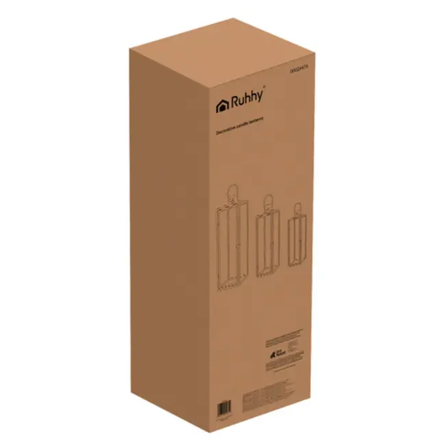 Ruhhy goudkleurige lantaarns set 38‑49‑63 cm – elegant design, set van 3 – staal & glas