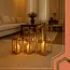 Ruhhy goudkleurige lantaarns set 38‑49‑63 cm – elegant design, set van 3 – staal & glas
