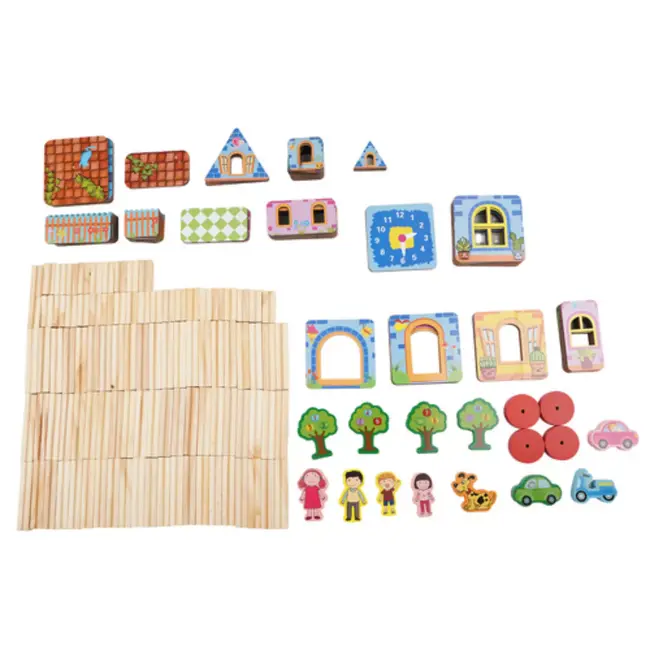 Kruzzel Bouwstenenhuis 268-delig – kleurrijke constructieset – huis met figuren en bomen