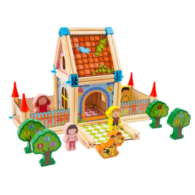 Kruzzel Bouwstenenhuis 268-delig – kleurrijke constructieset – huis met figuren en bomen
