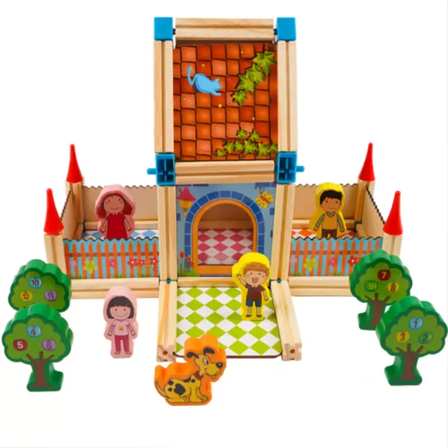 Kruzzel Bouwstenenhuis 268-delig – kleurrijke constructieset – huis met figuren en bomen