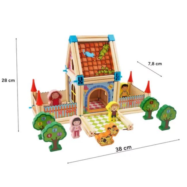 Kruzzel Bouwstenenhuis 268-delig – kleurrijke constructieset – huis met figuren en bomen