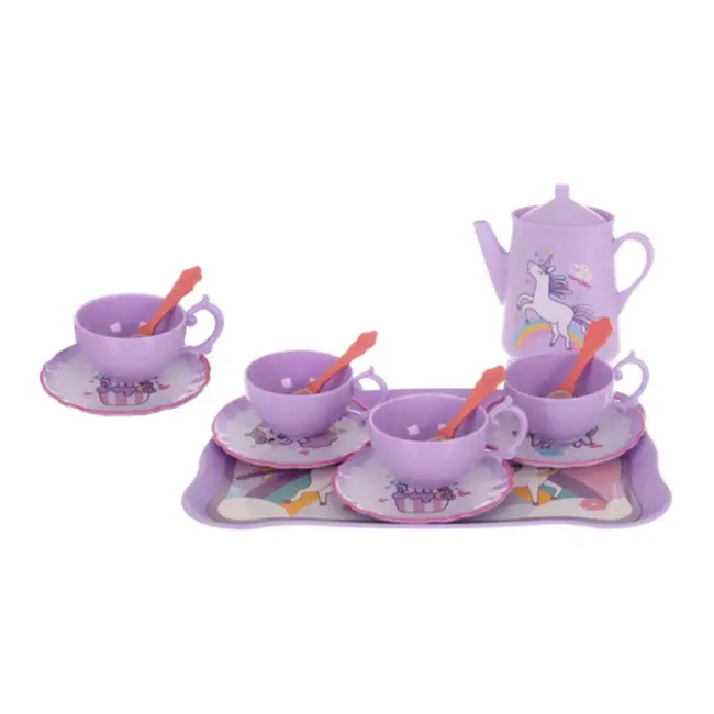 Kruzzel theeset in koffertje met eenhoorn – compleet en draagbaar – kleurrijk en stevig