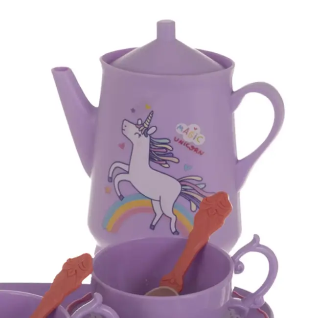 Kruzzel theeset in koffertje met eenhoorn – compleet en draagbaar – kleurrijk en stevig