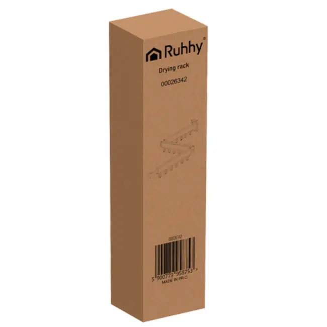 Ruhhy wanddroogrek zwart – inklapbaar met 18 haken – 103–127 cm inklapbaar