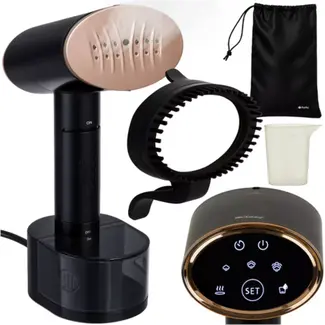 Ruhhy Kledingstomer handstomer - aluminium stoomplaat met tefloncoating - 28 × 11,5 × 13 cm - zwart - 2000 W, 3 stoomniveaus, voor thuis en reis