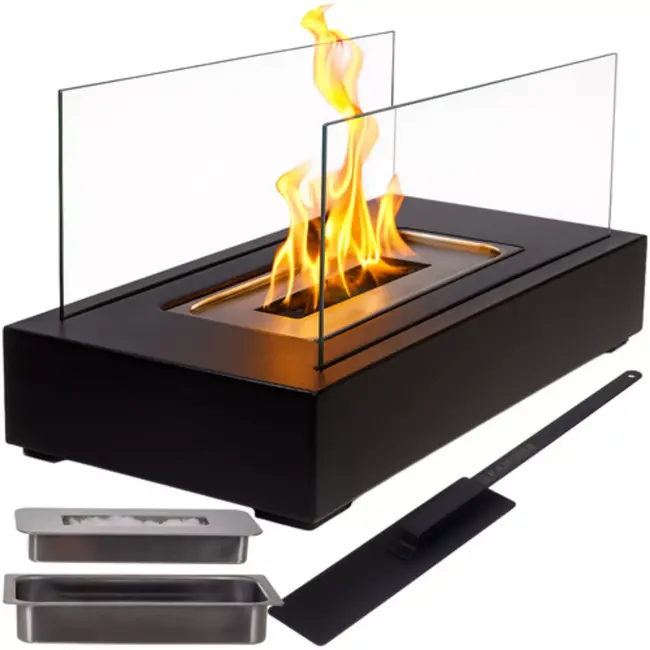 Kaminer bio-ethanol tafelhaard 35×18×16,5 cm – zwart, rookvrije – brandduur 60 min
