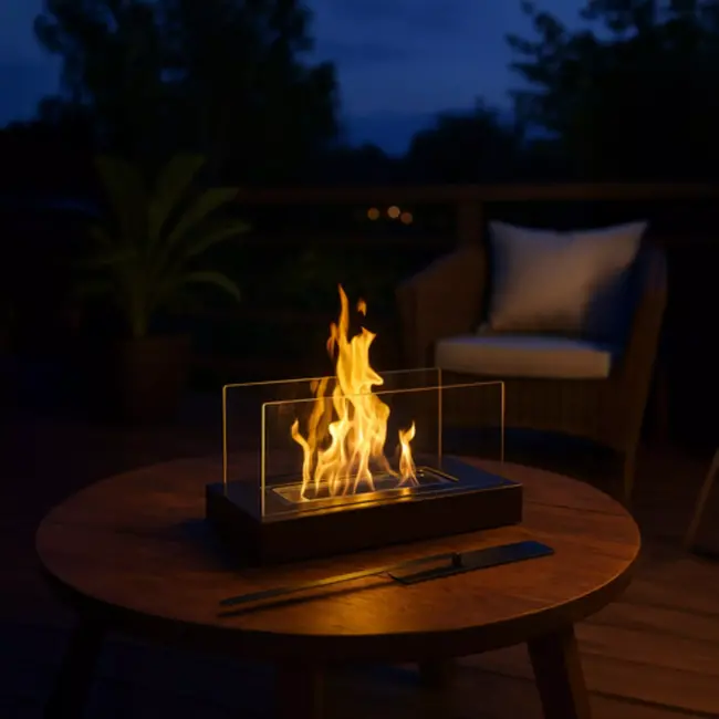 Kaminer bio-ethanol tafelhaard 35×18×16,5 cm – zwart, rookvrije – brandduur 60 min