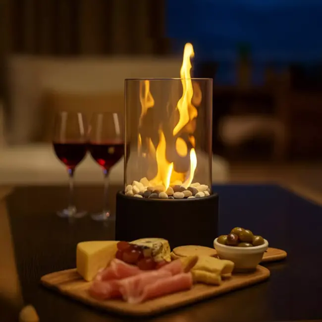 Kaminer bio-ethanol tafelhaard 28×16 cm – zwart & rookvrij – stijlvol en veilig