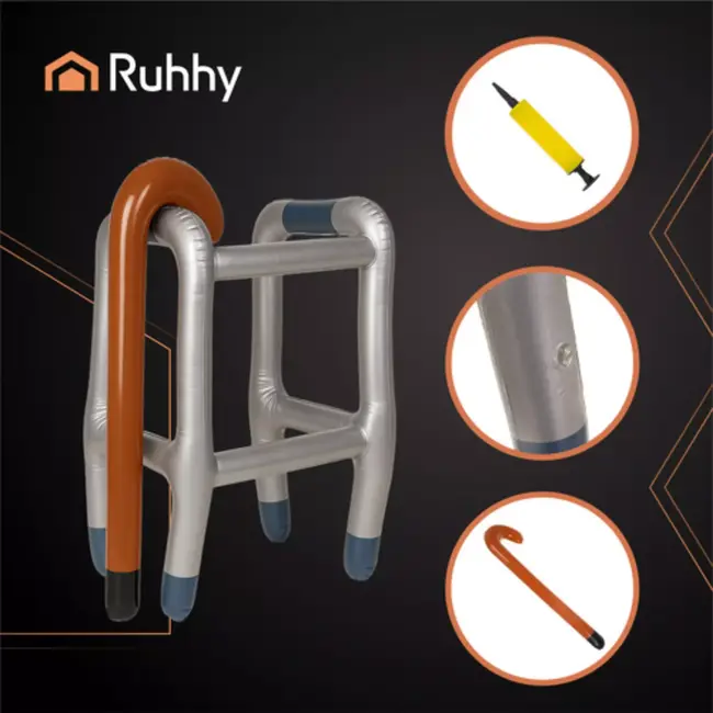 Ruhhy opblaasbare rollator met stok – ideaal voor Halloween & feestkostuums