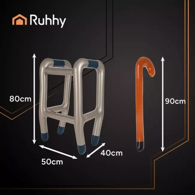 Ruhhy opblaasbare rollator met stok – ideaal voor Halloween & feestkostuums