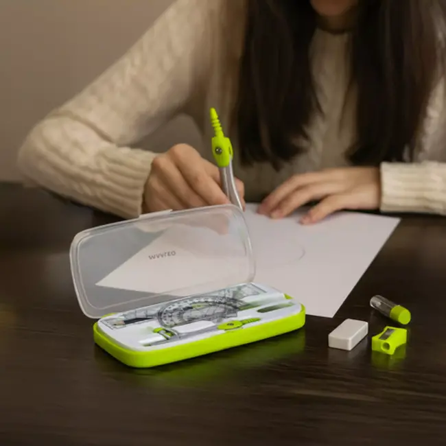 Maaleo geometrische set 10‑delig – compleet en compact – inclusief cirkel- en liniaalgereedschap