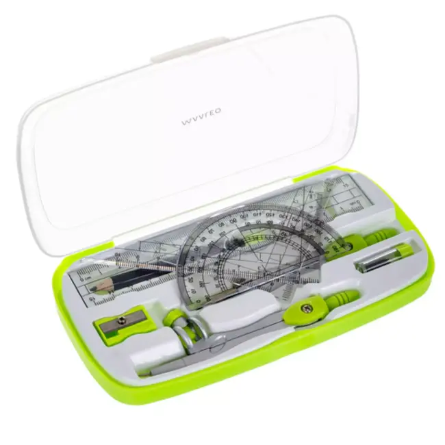 Maaleo geometrische set 10‑delig – compleet en compact – inclusief cirkel- en liniaalgereedschap