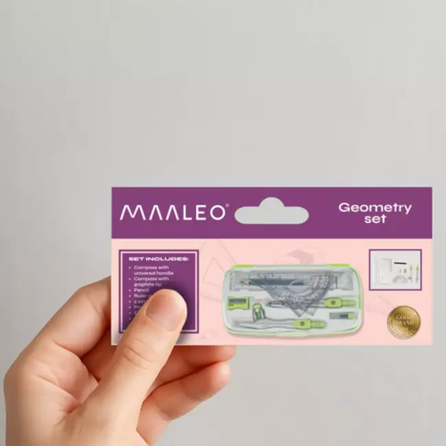 Maaleo geometrische set 10‑delig – compleet en compact – inclusief cirkel- en liniaalgereedschap