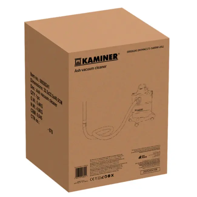 Kaminer ODK013 – Aszuiger – 20L – Hittebestendig – Dubbel filter – Blaasfunctie