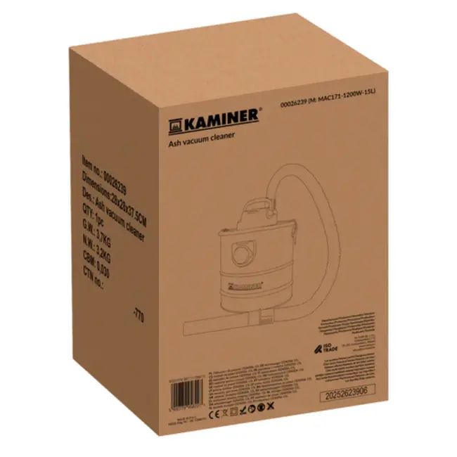 Kaminer ODK006 – Aszuiger – 15L – Hittebestendig – Dubbel filter – Accessoires