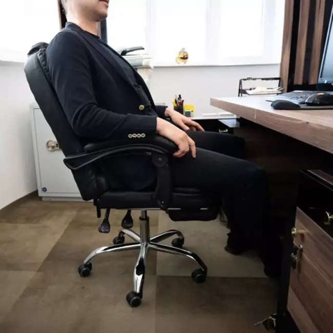 Malatec Bureaustoel – Zwart – Ergonomisch – Verstelbaar – Voetsteun – Kunstleer